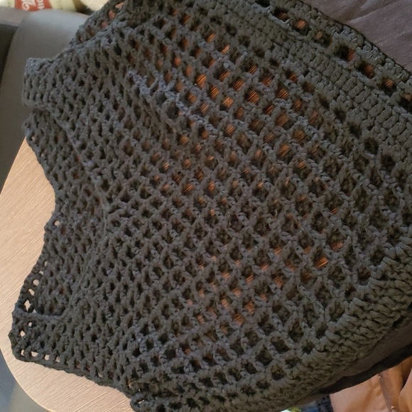 Ms Purple Black Sleeveless Swimsuit Crochet Coverup Size M - Picture 4 of 9